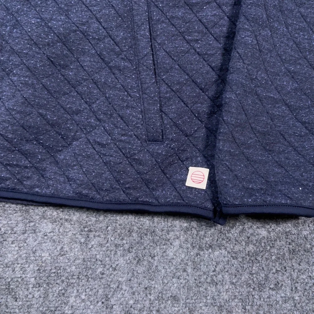 Marine Layer Quilted Quarter Zip Pullover Men Large NEA Graphic Navy Blue Preppy